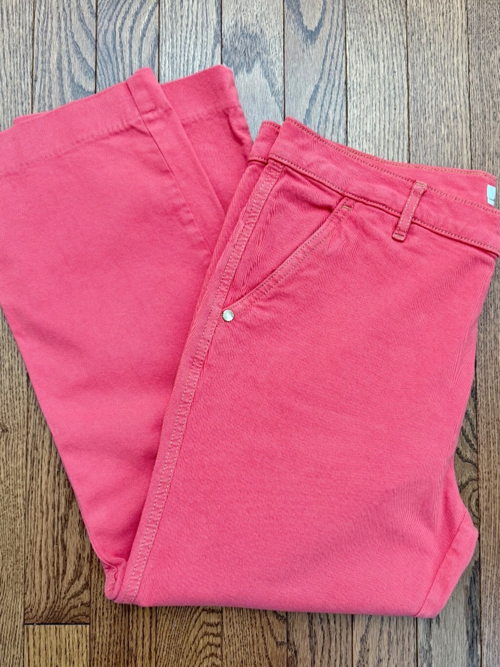 Loft by Ann Taylor Made & Loved straight cropped salmon colored jeans size 10